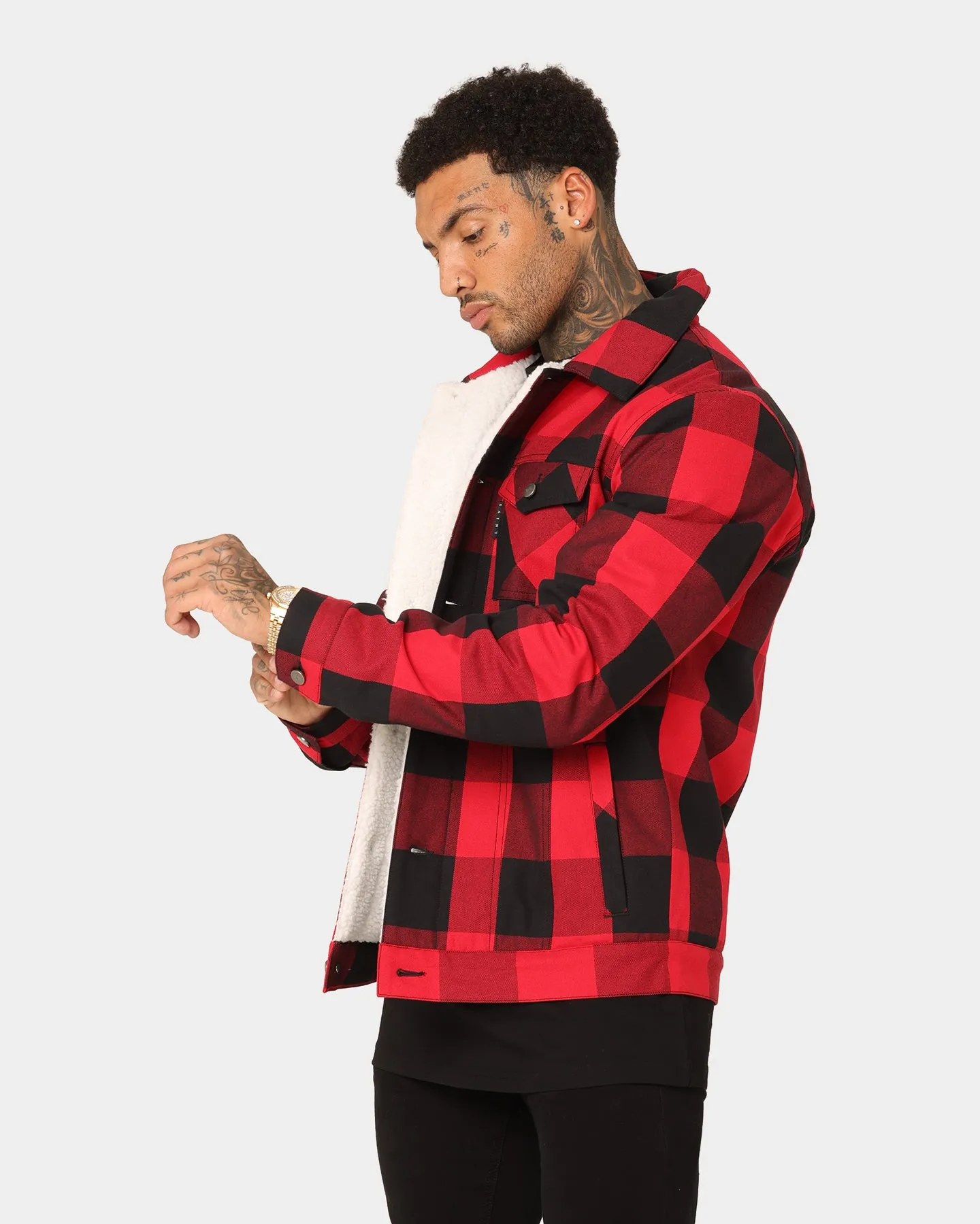 Saint Morta Checks Sherpa Jacket Black/Red