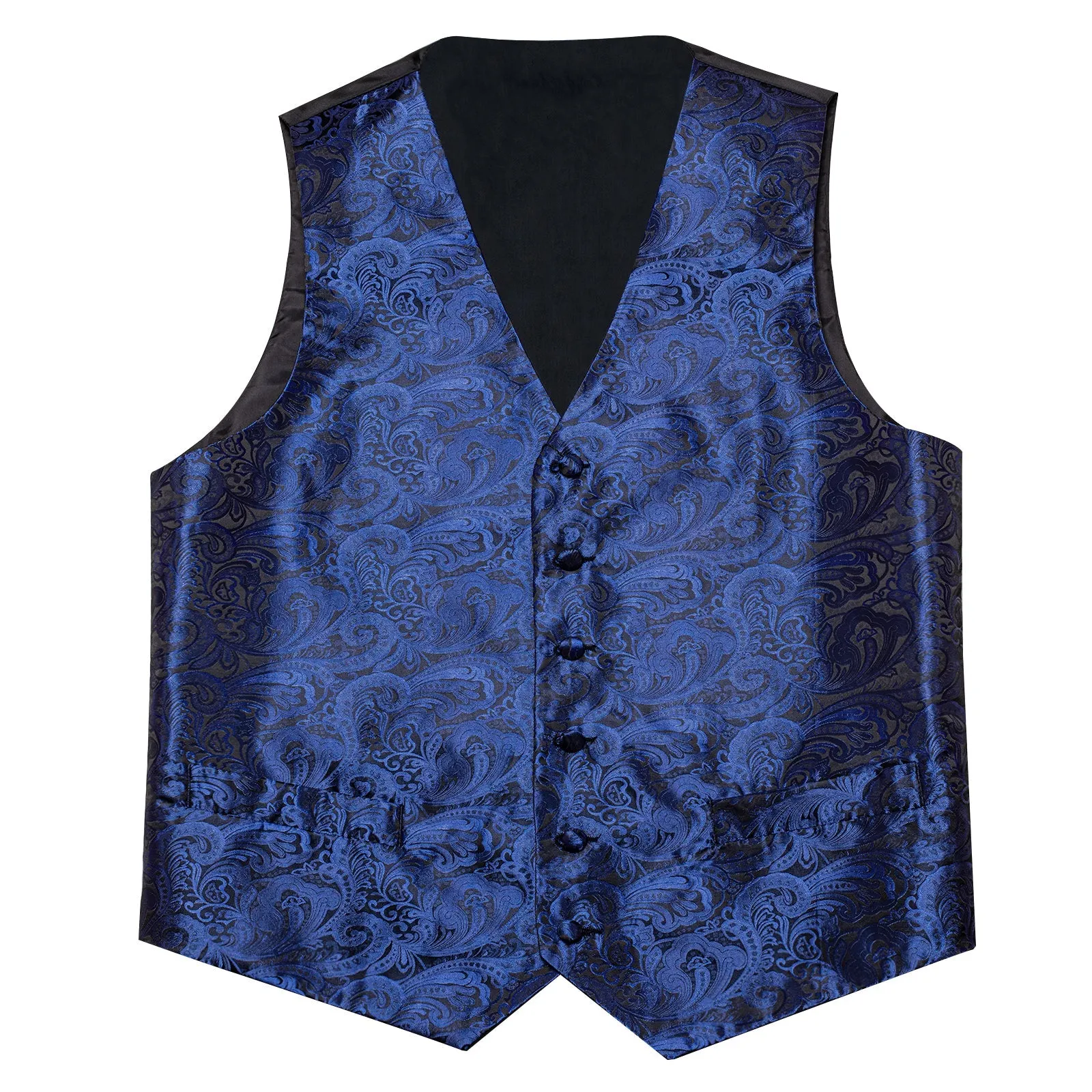 Sapphirine Blue Paisley Silk Men's Vest Single Vest