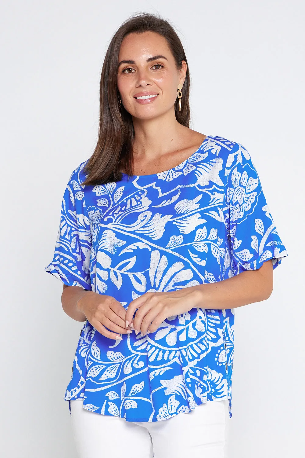 Sarina Top - Blue Print