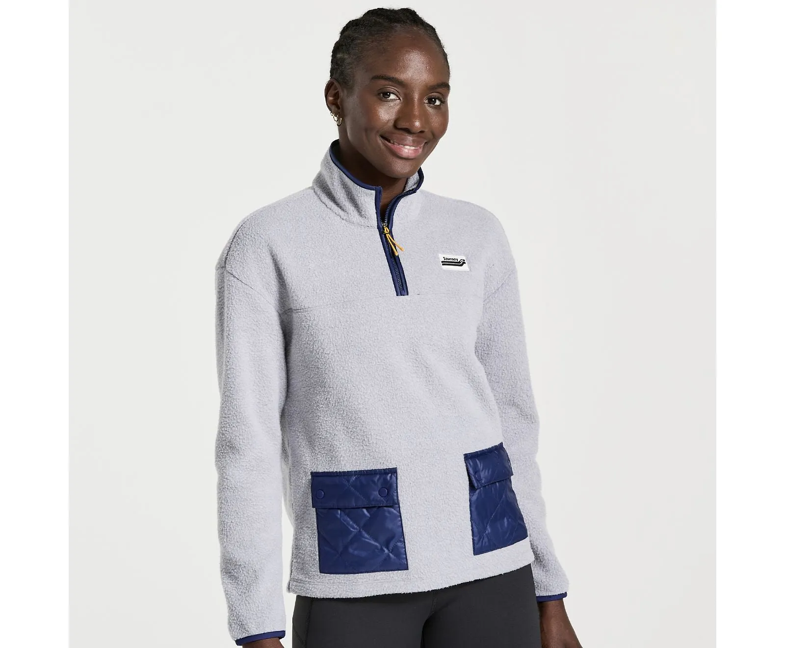 Saucony | Rested Sherpa 1/4 Zip | Women's | Light Grey Heather