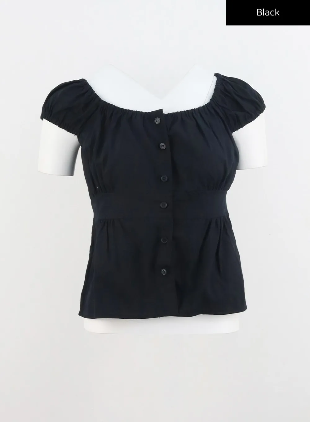 Scoop Neck Button Blouse CU327