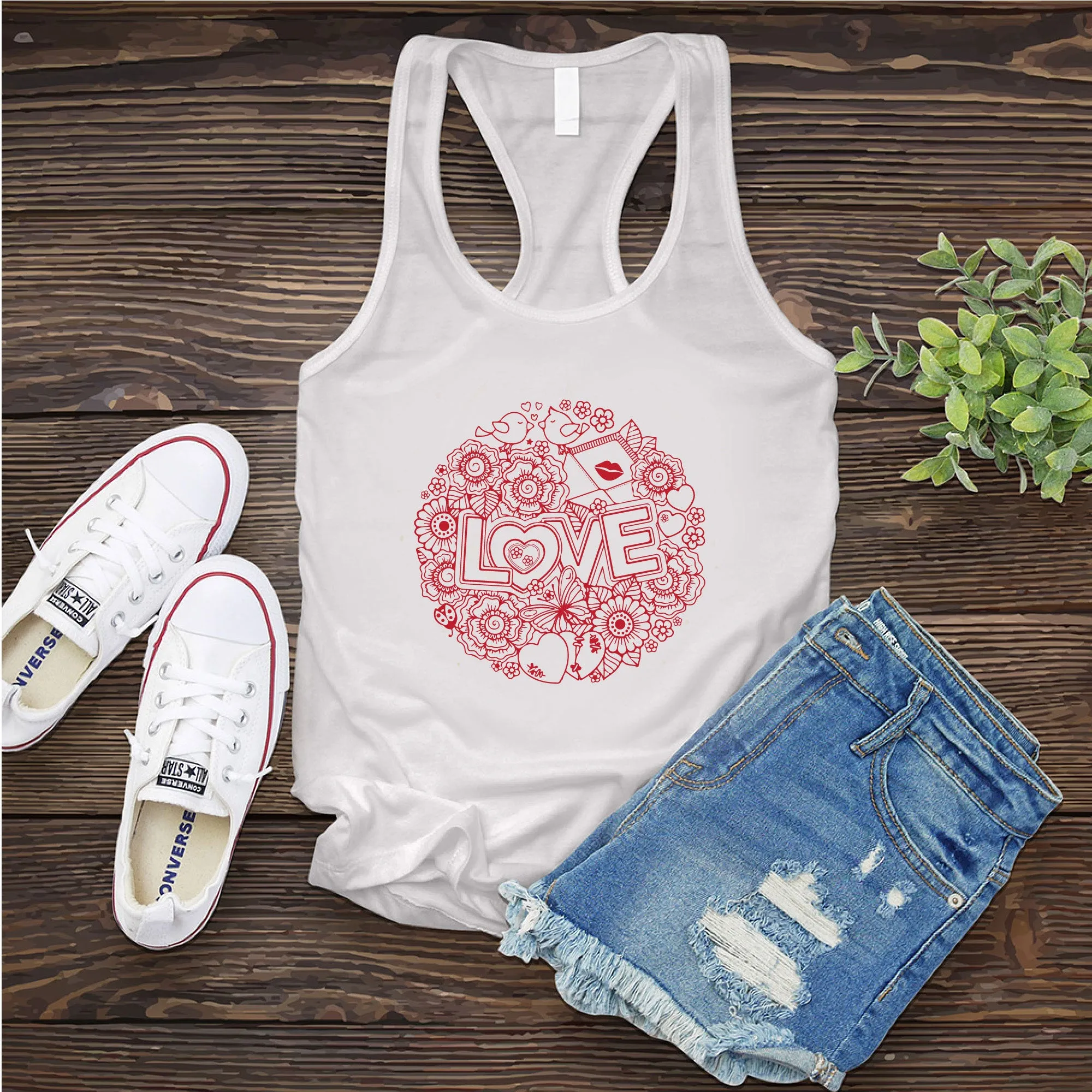 Sending Kisses and Floral Love Women's Tank Top