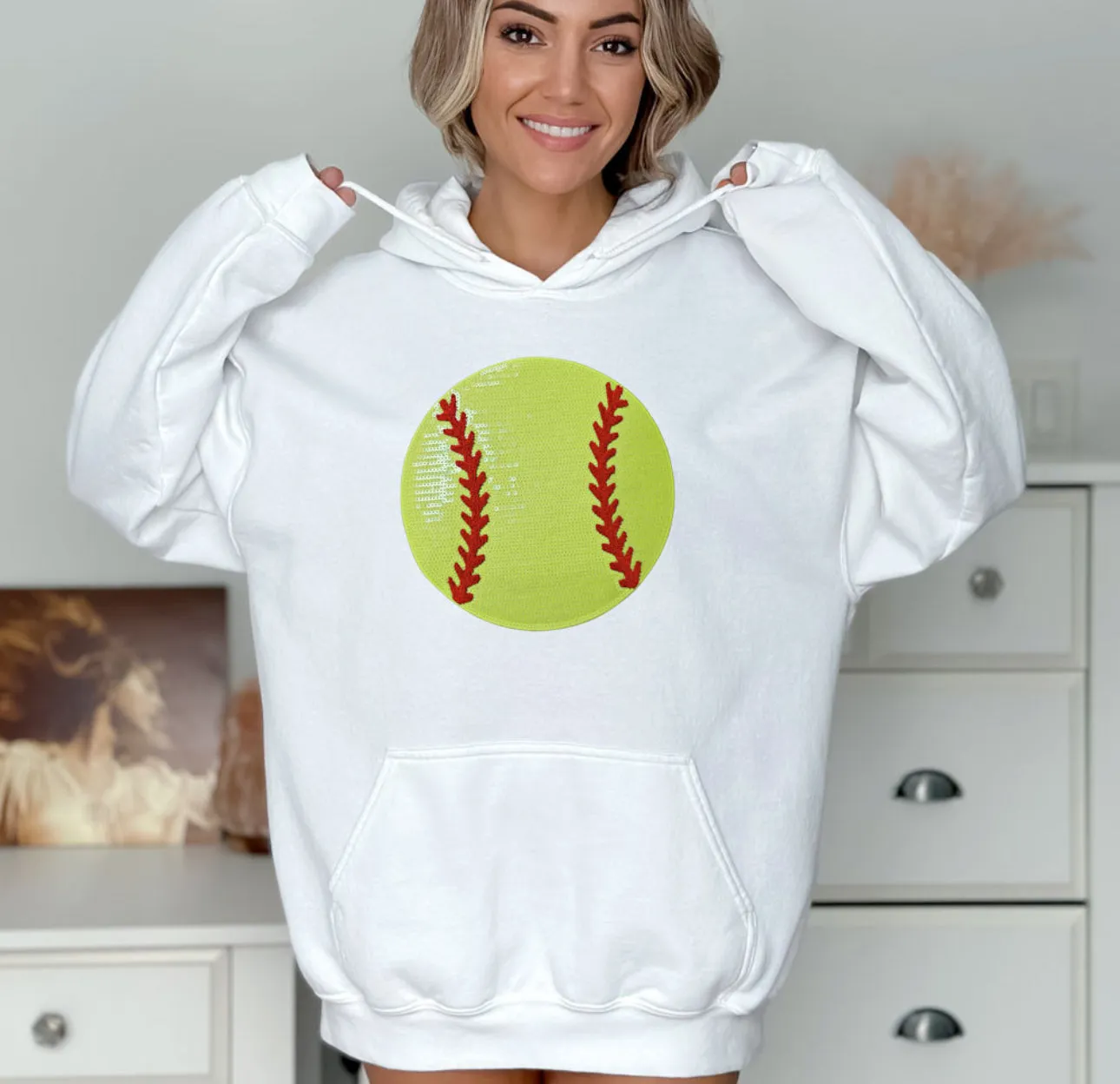 Sequin Softball Sweatshirt & Hoodies (Various Options)