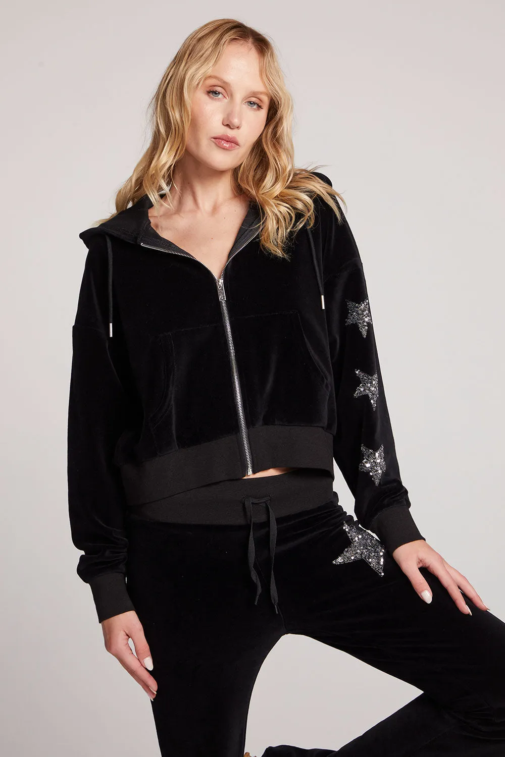 Sequin Star Zip Up Hoodie