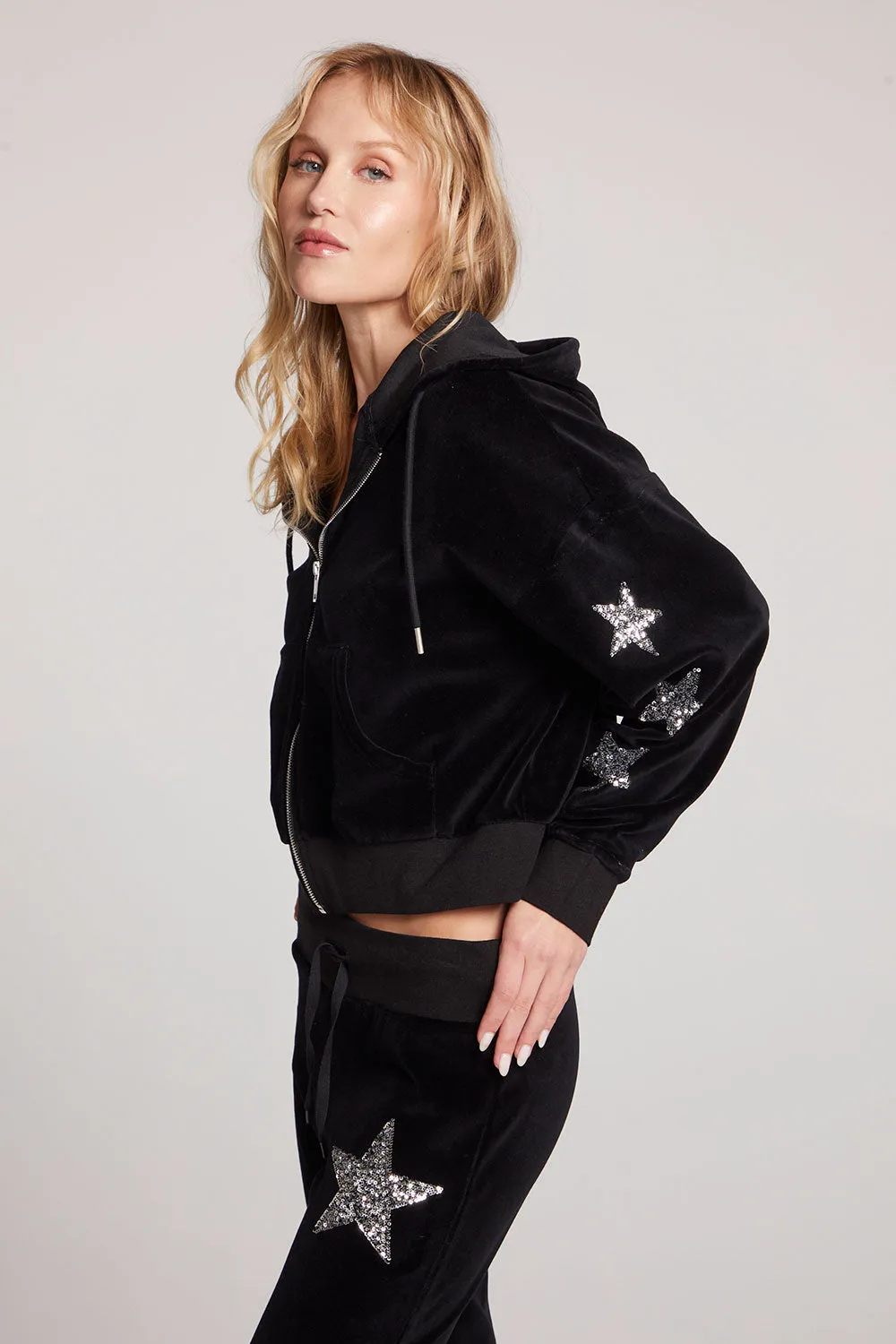 Sequin Star Zip Up Hoodie