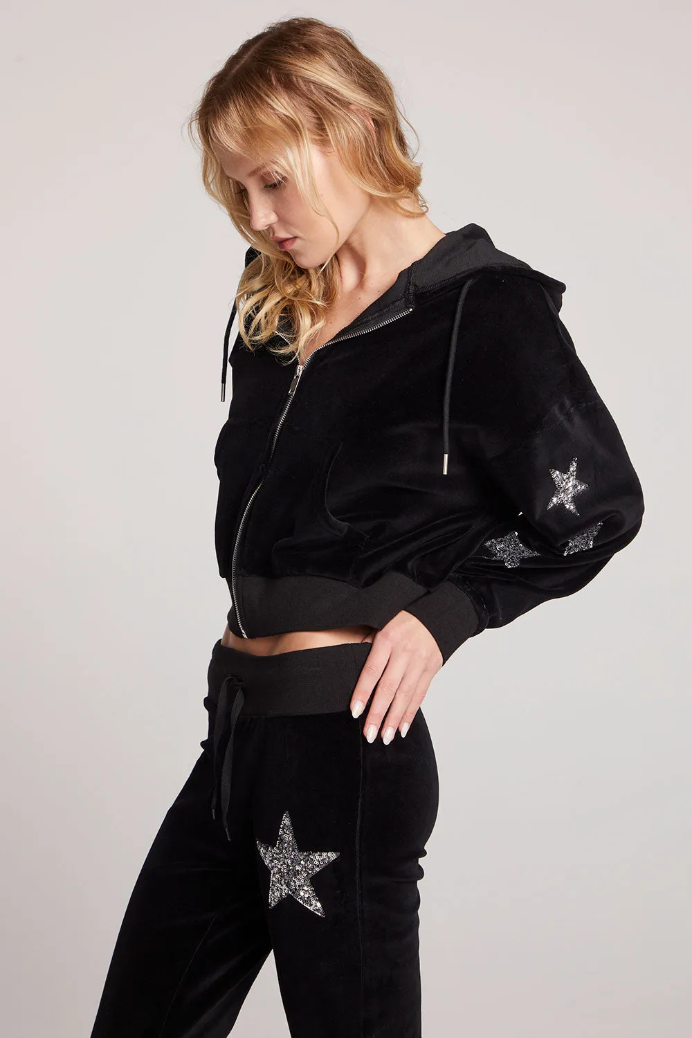 Sequin Star Zip Up Hoodie