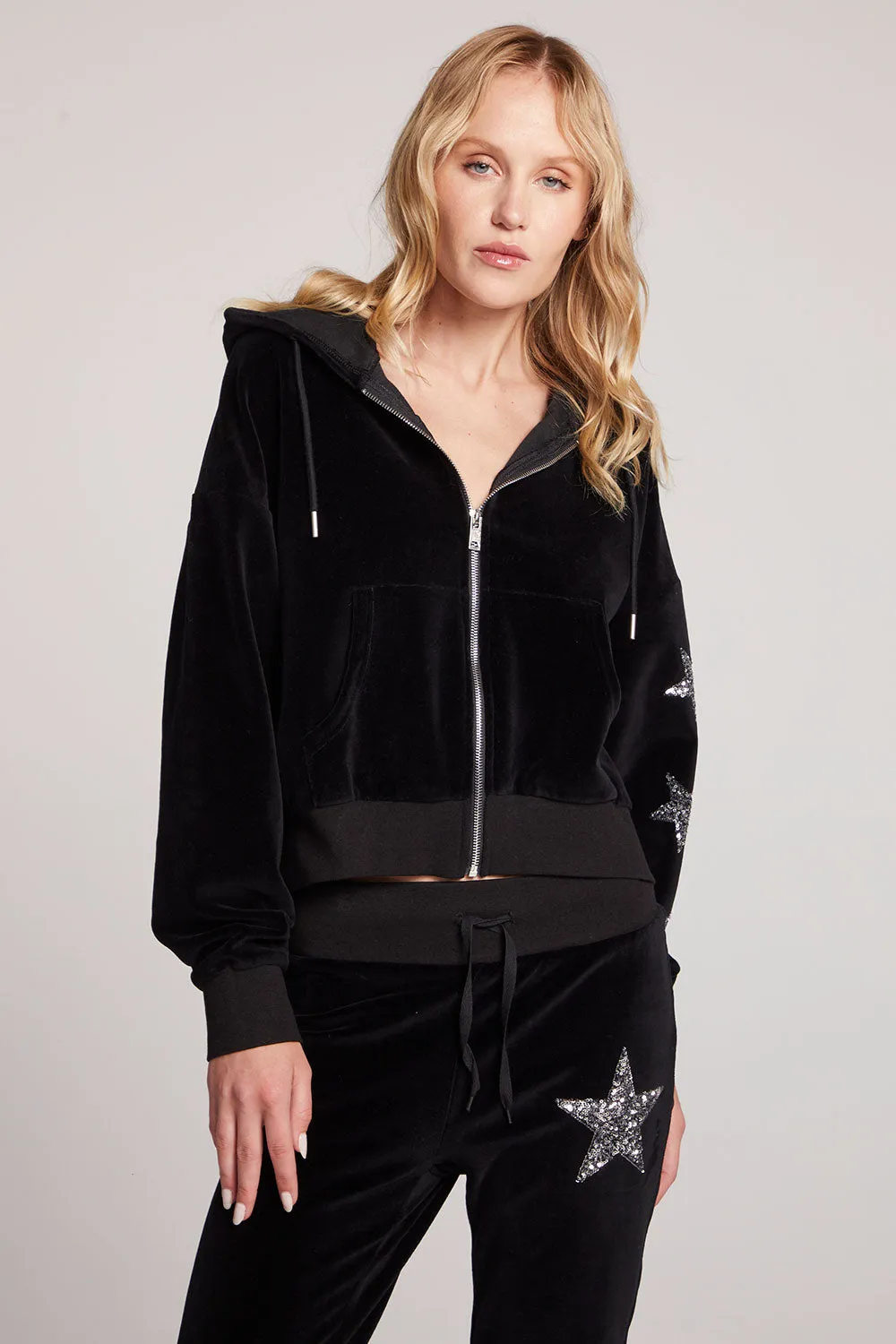 Sequin Star Zip Up Hoodie