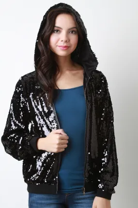 Sequined Hoodie Jacket