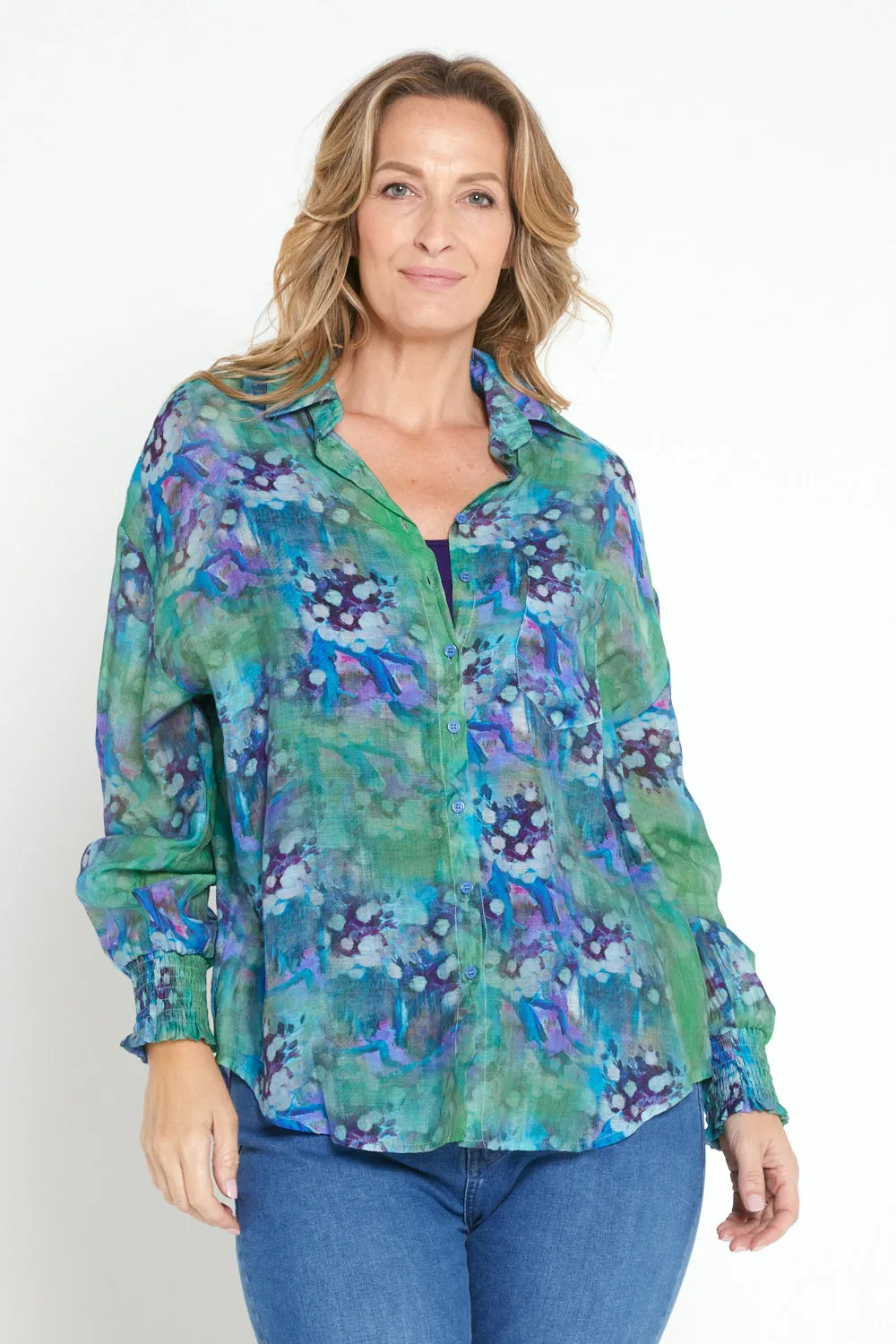 Serenity Blouse - Jade Watercolour