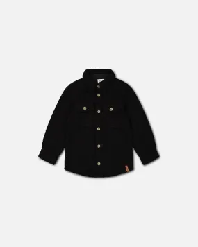 Sherpa Overshirt With Pocket Black