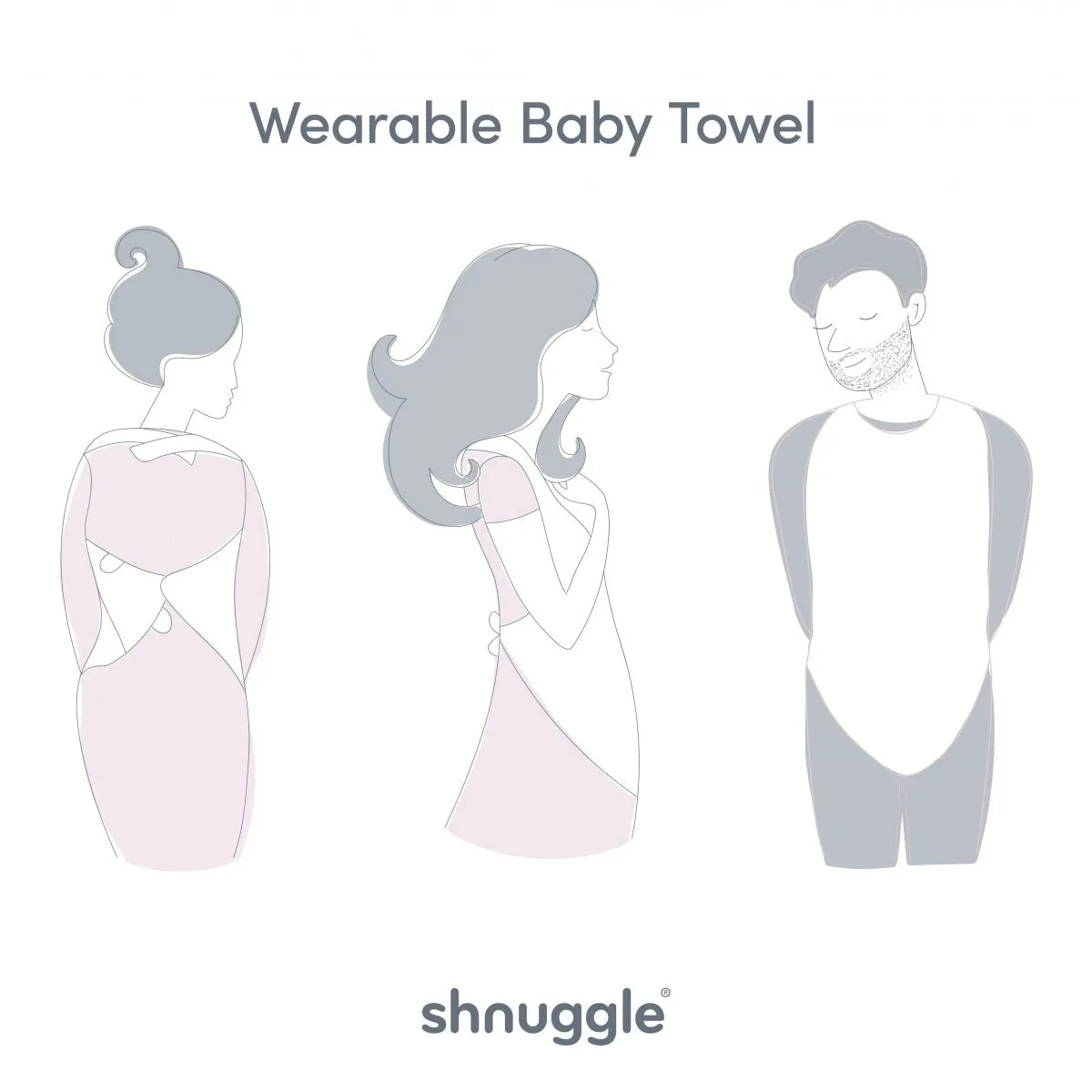 Shnuggle, Wearable Baby Towel with Ears, White