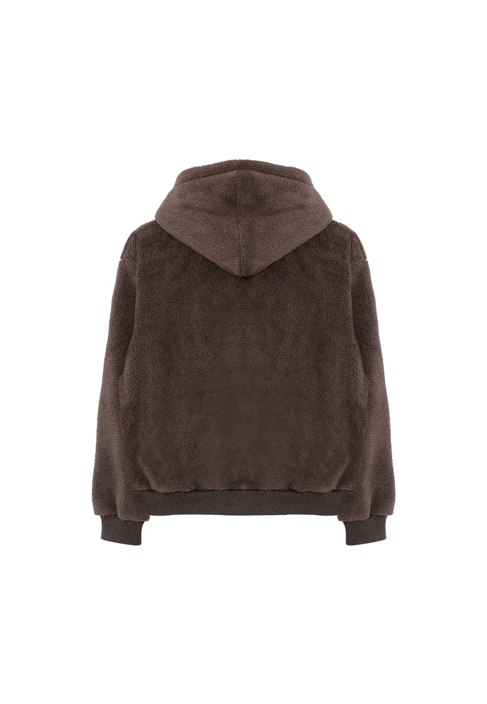 Signature fleece hood zip-up dark brown