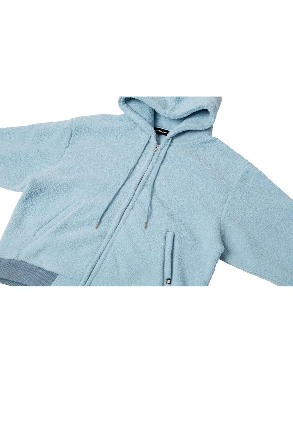 Signature fleece hood zip-up light blue