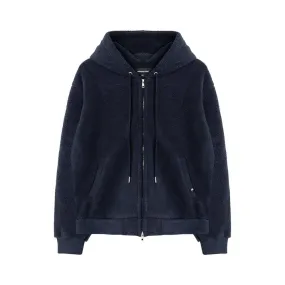 Signature fleece hood zip-up navy