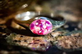 Silver Oval Ring with Cremation Ashes