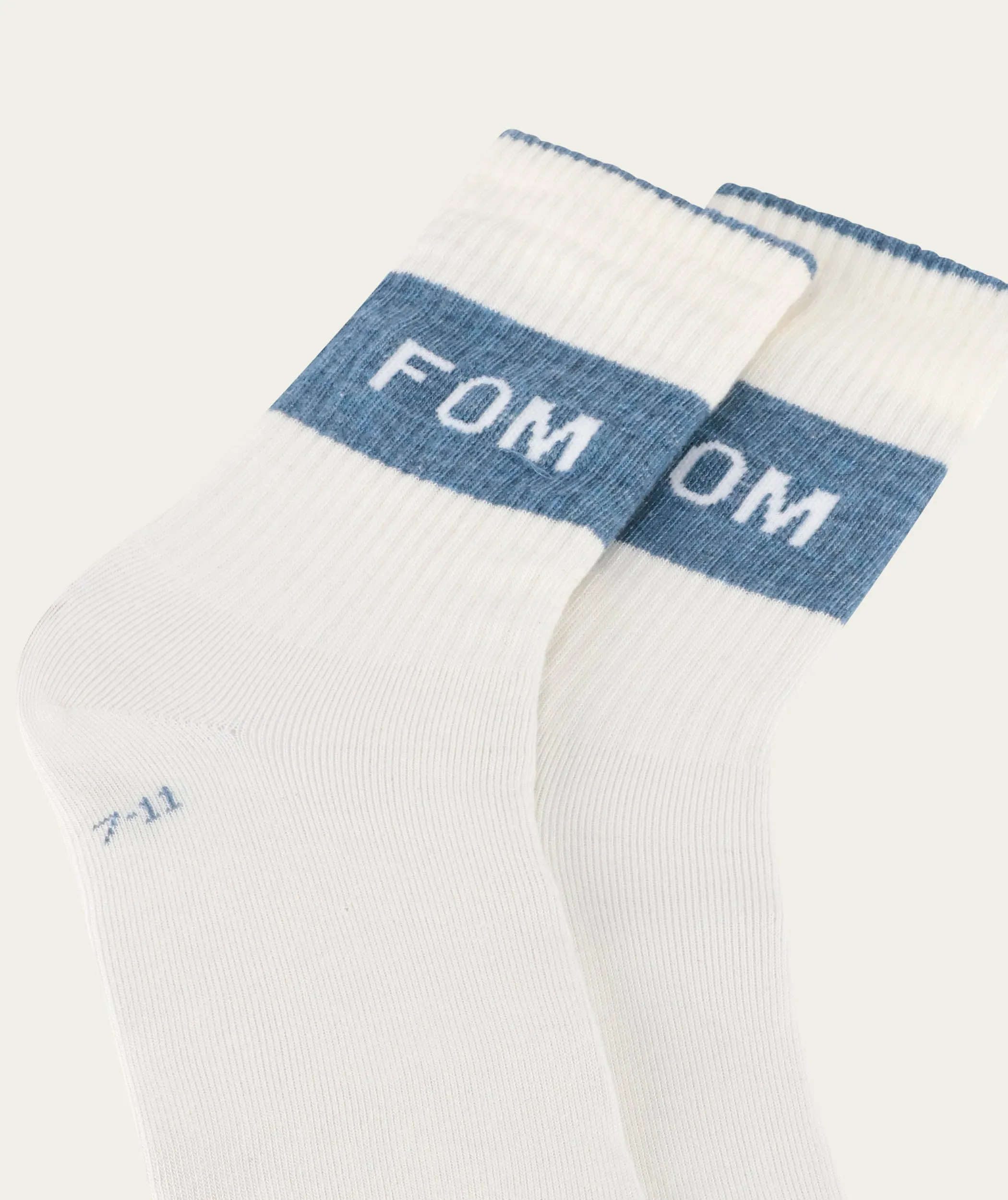 Socks Crew Twin Pack - Cream & Sky Blue Stripe (Size 7-11)