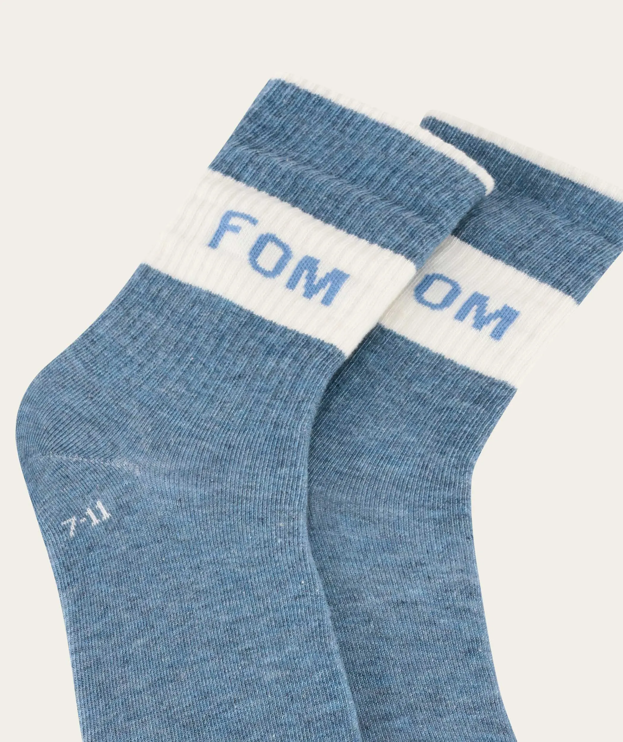 Socks Crew Twin Pack - Cream & Sky Blue Stripe (Size 7-11)