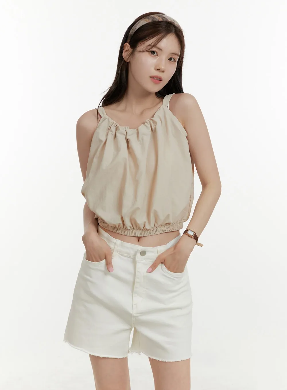 Solid Nylon Cropped Tank Top OY409