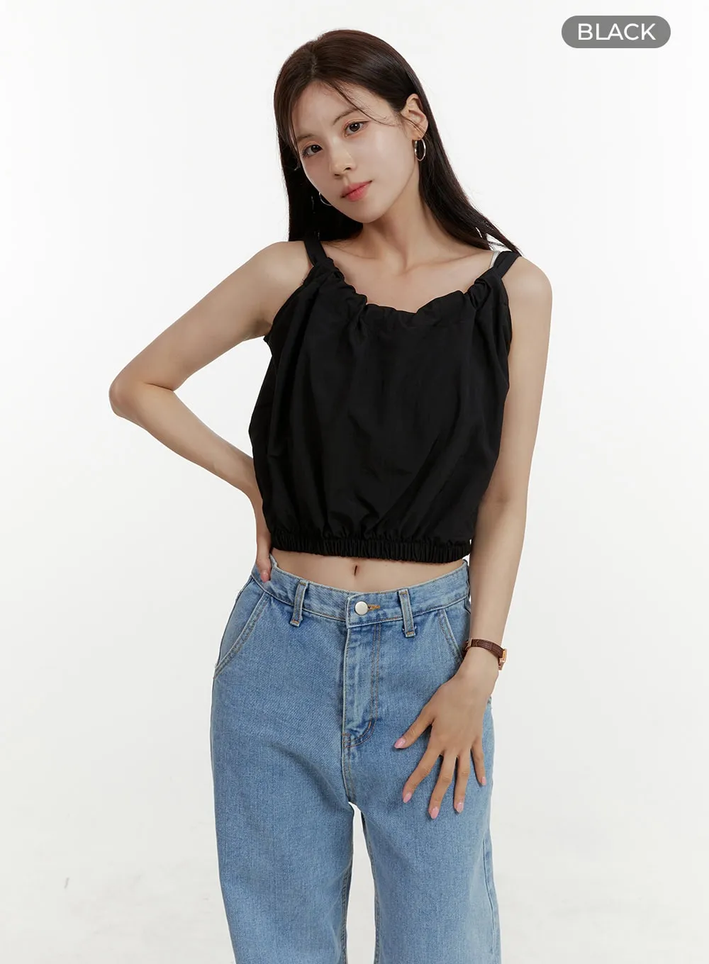 Solid Nylon Cropped Tank Top OY409