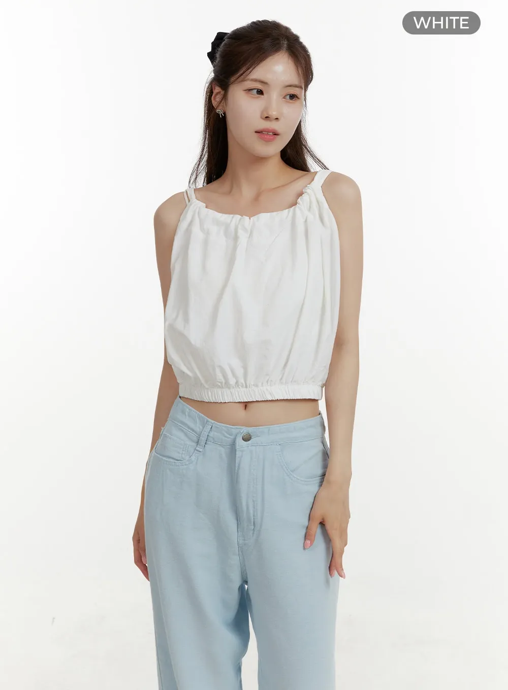 Solid Nylon Cropped Tank Top OY409