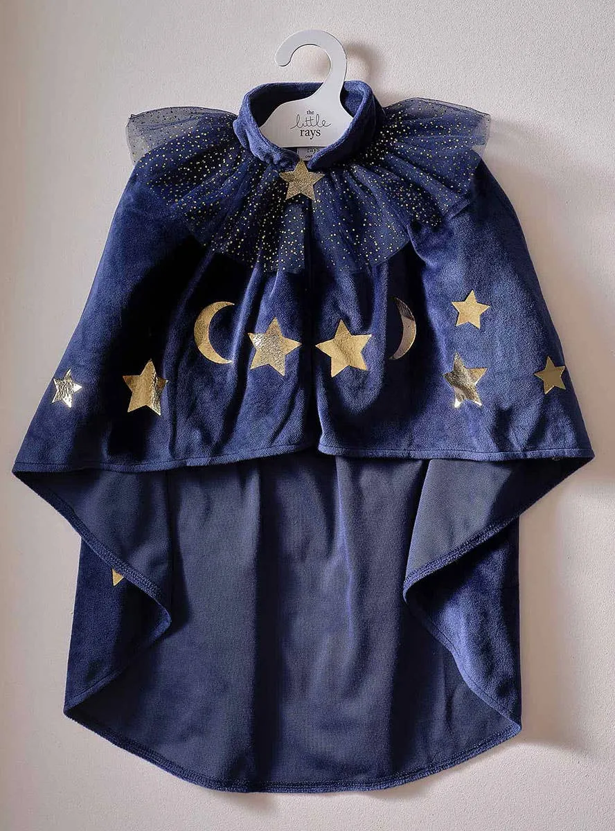 Sparkle Wizard Girls Deluxe Navy Plush Cape