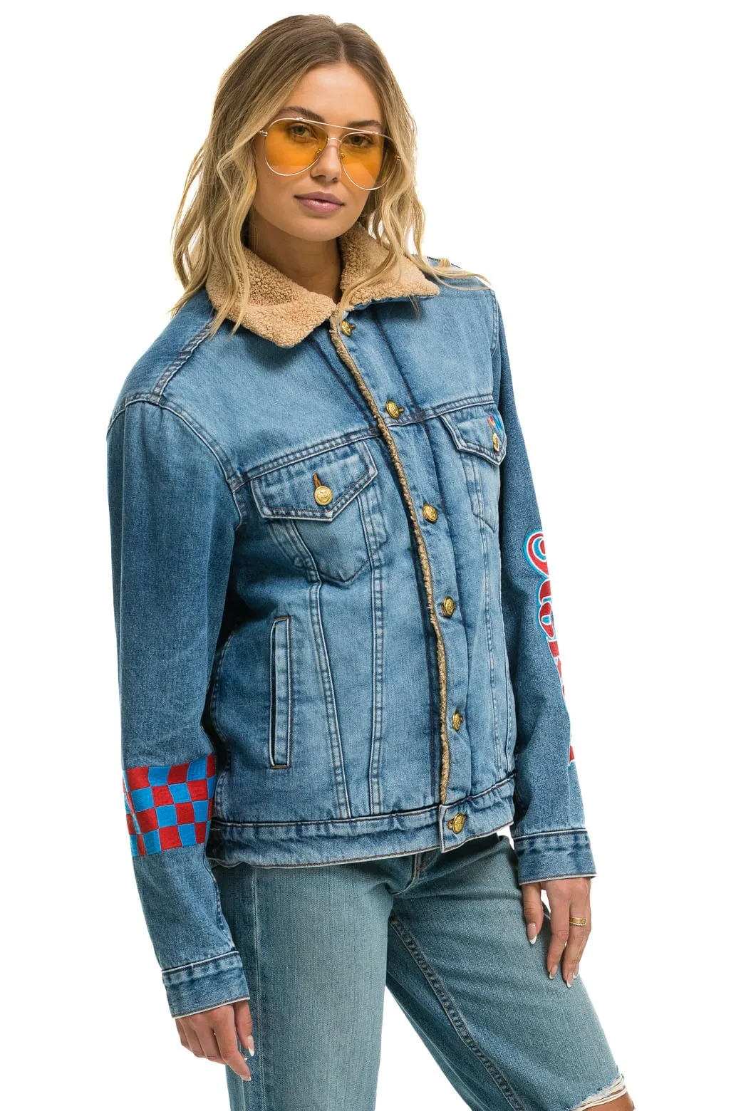 STOKED BOLT SMILEY RANCH SHERPA DENIM JACKET- SUPER LIGHT