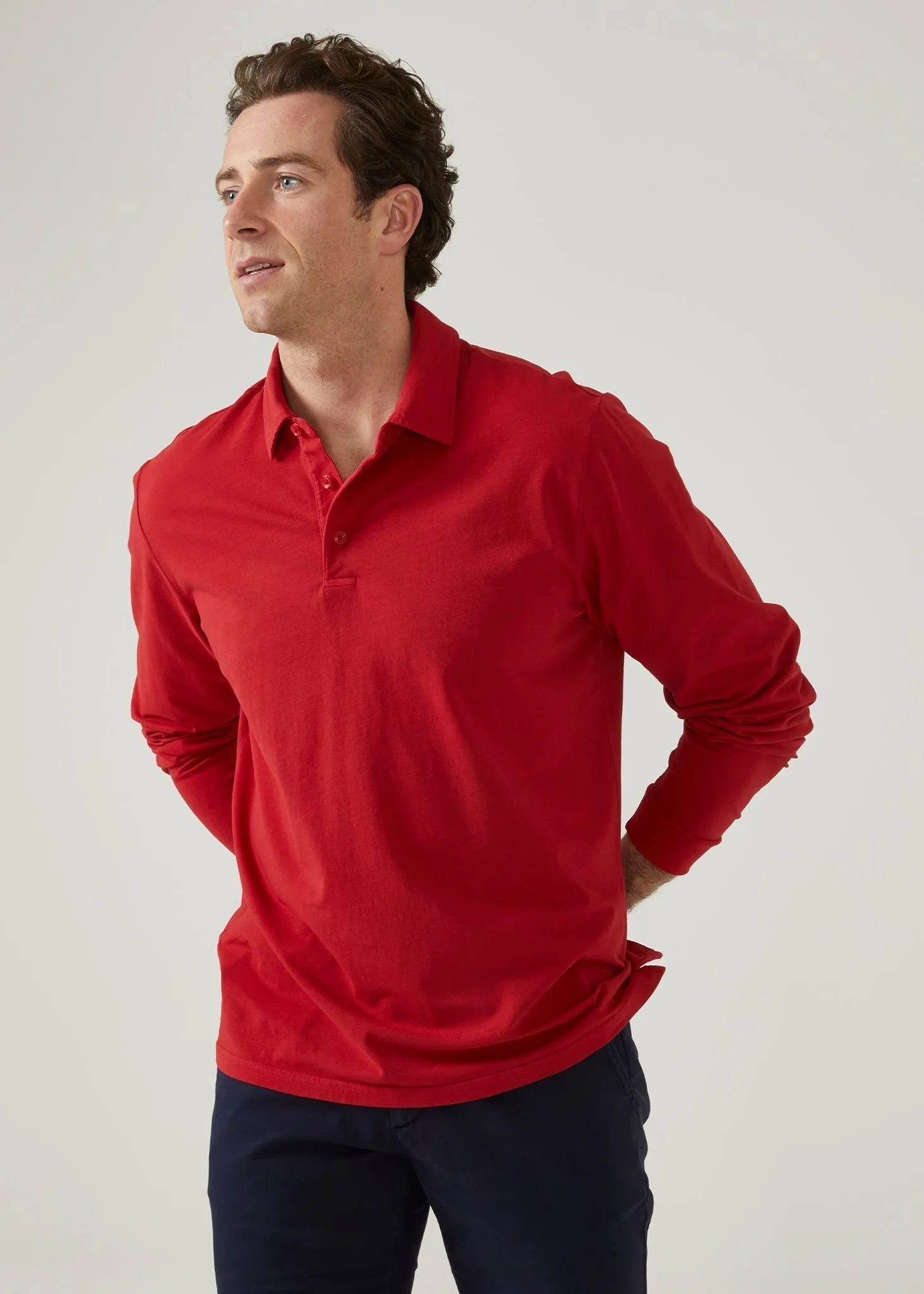 Storwood Long Sleeve Polo Shirt In Rosso