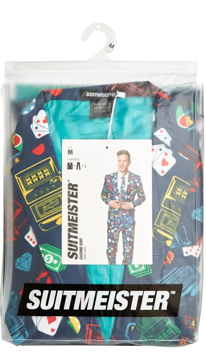 Suitmeister Blue Casino Print Mens Novelty Suit