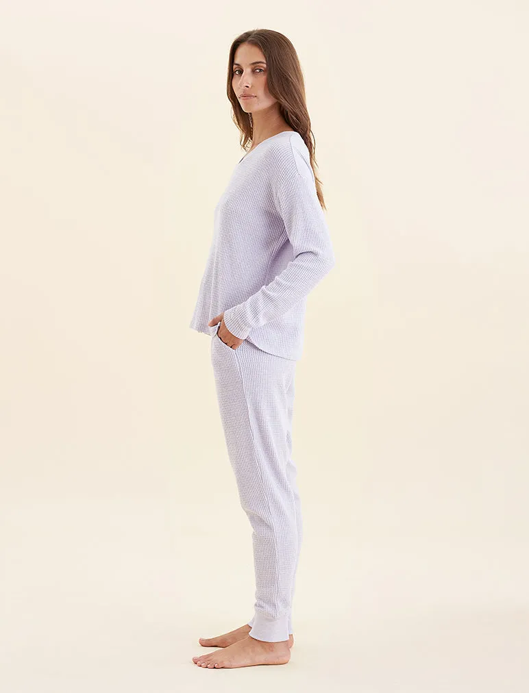 Super Soft Waffle V-Neck Top and Jogger Set