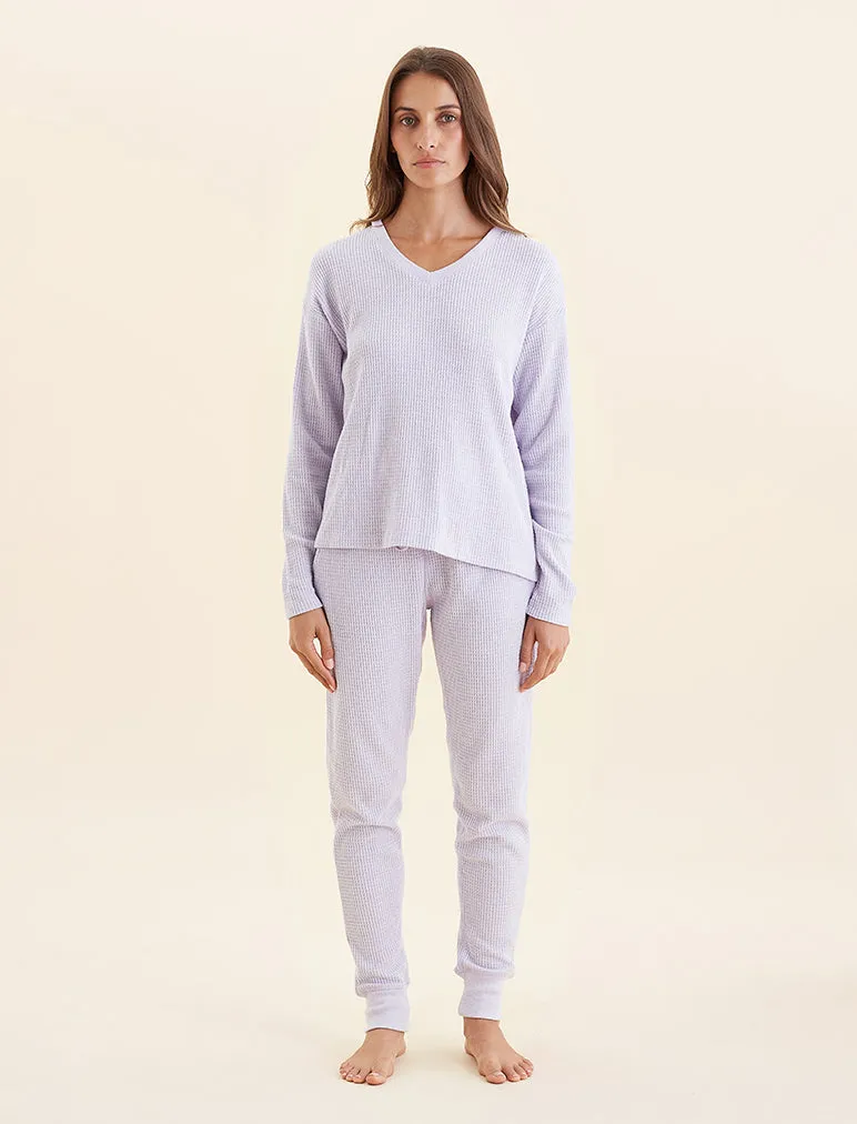 Super Soft Waffle V-Neck Top and Jogger Set