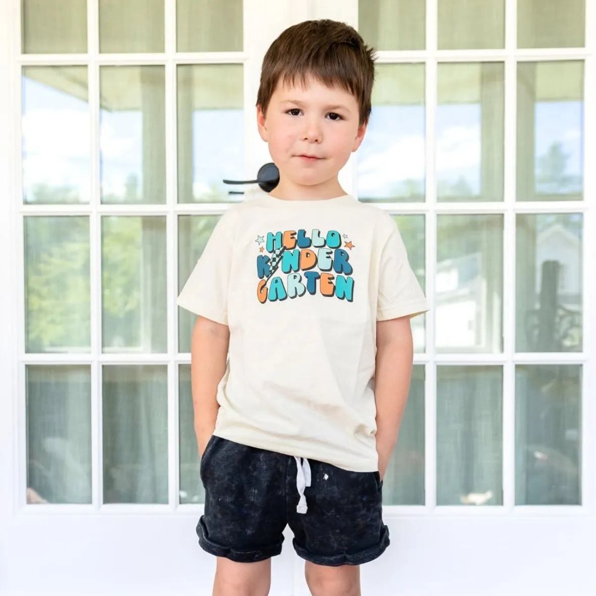 Sweet Wink Boys Bubble Letters HELLO KINDERGARTEN Shirt