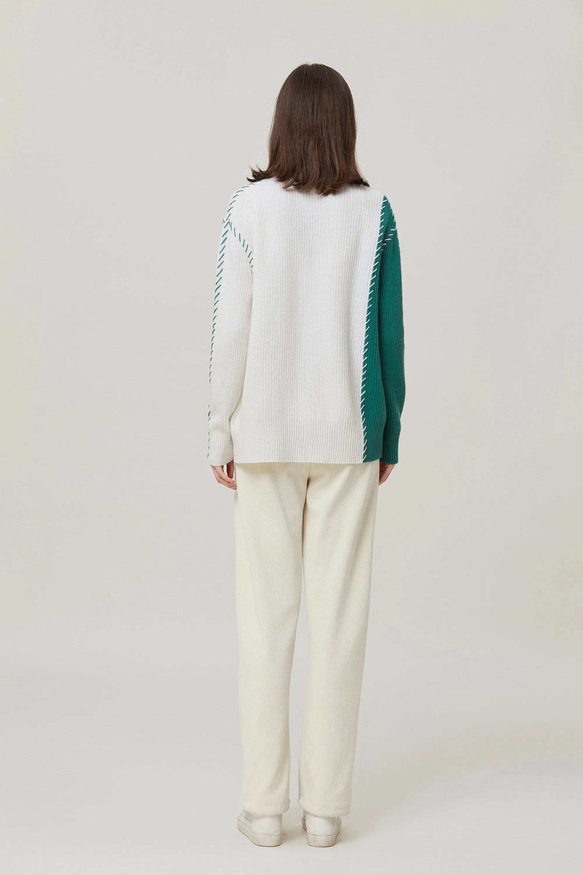 Sylphide | Ailsa Oversized Contrast Wool Cardigan