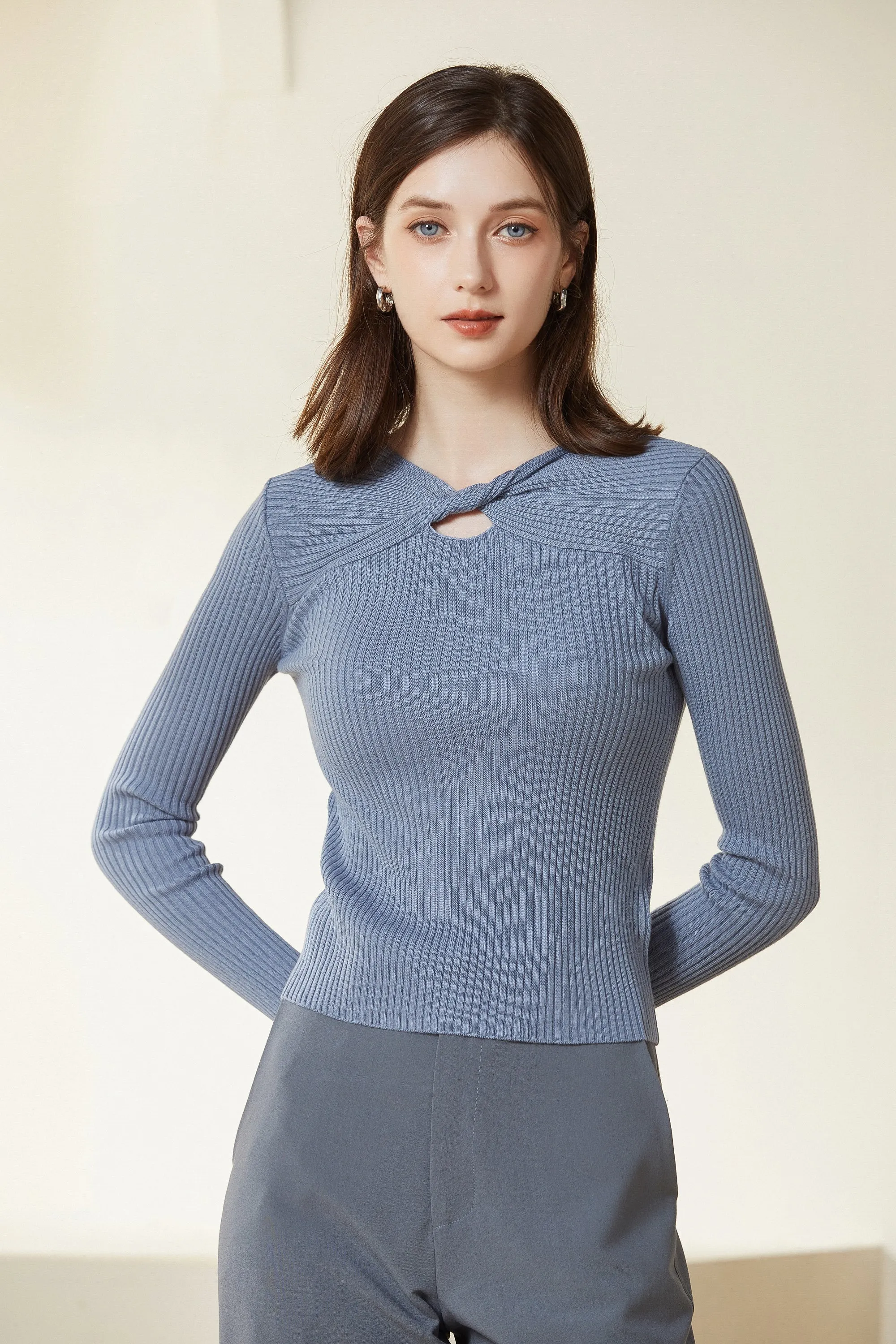 Sylphide | Dinah Blue Cut Out Wool Sweater