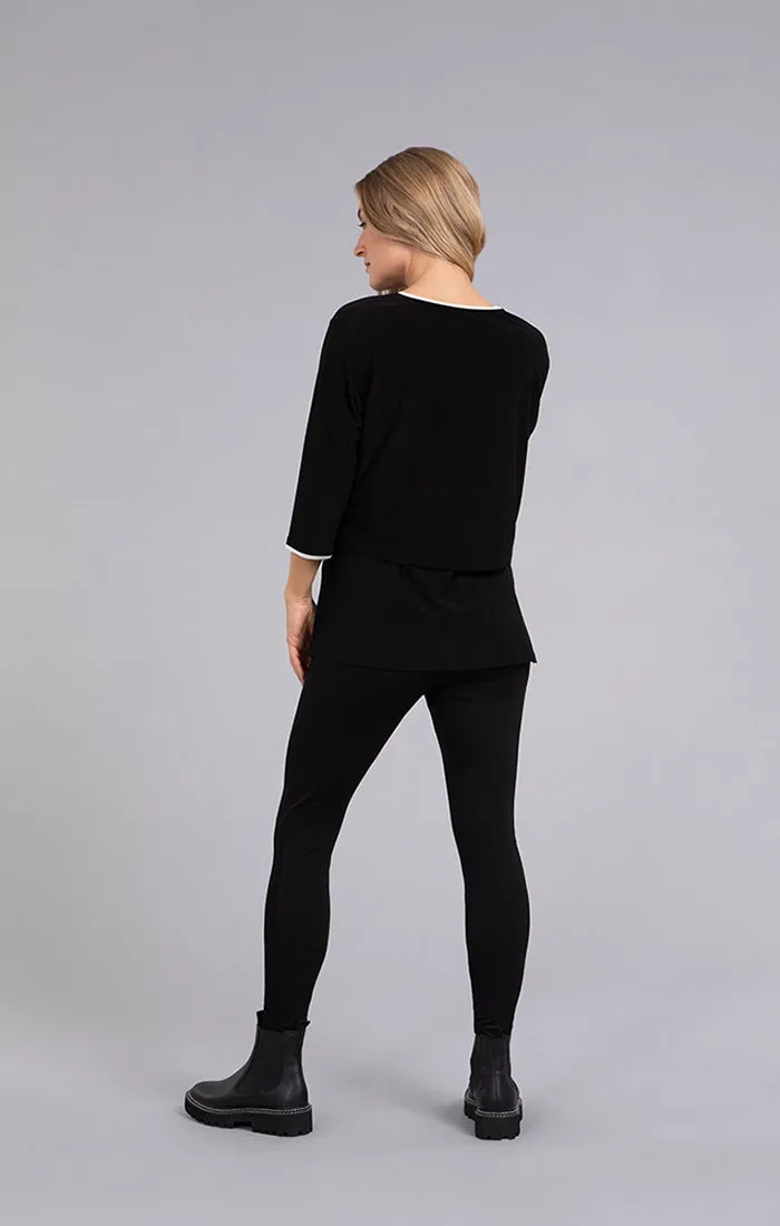 Sympli, 22265CB Tipped Go To Cropped T, Black