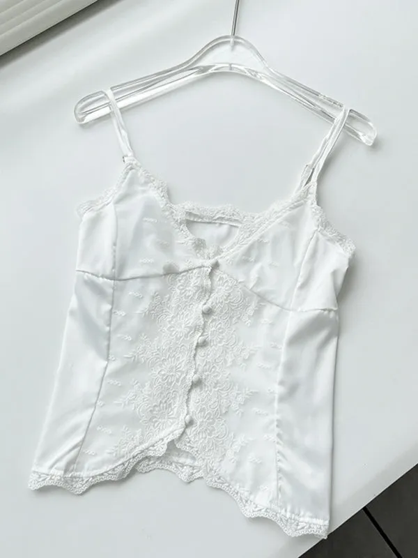 TEEK - Lace Satin Sweet Buttoned Camisole