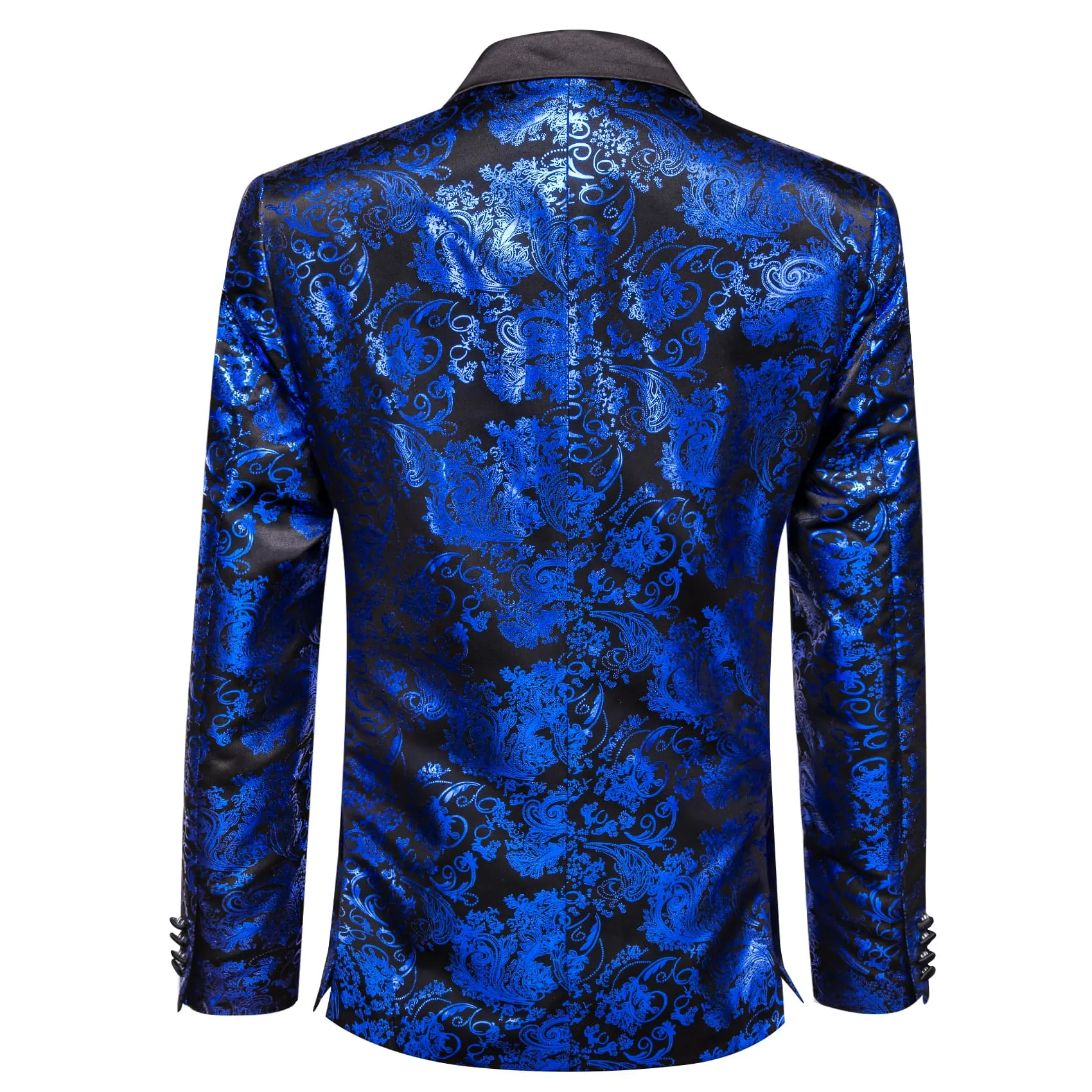 Ties2you Casual Suit Notched Collar Black Navy Blue Floral Hot Stamping Silk Slim Fit Men's Suit Jacket