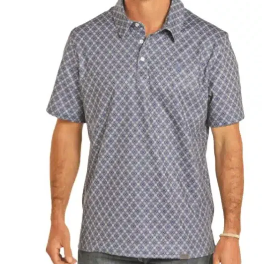 TM51T04897- Panhandle Men's FronT Button Polo- BLUE