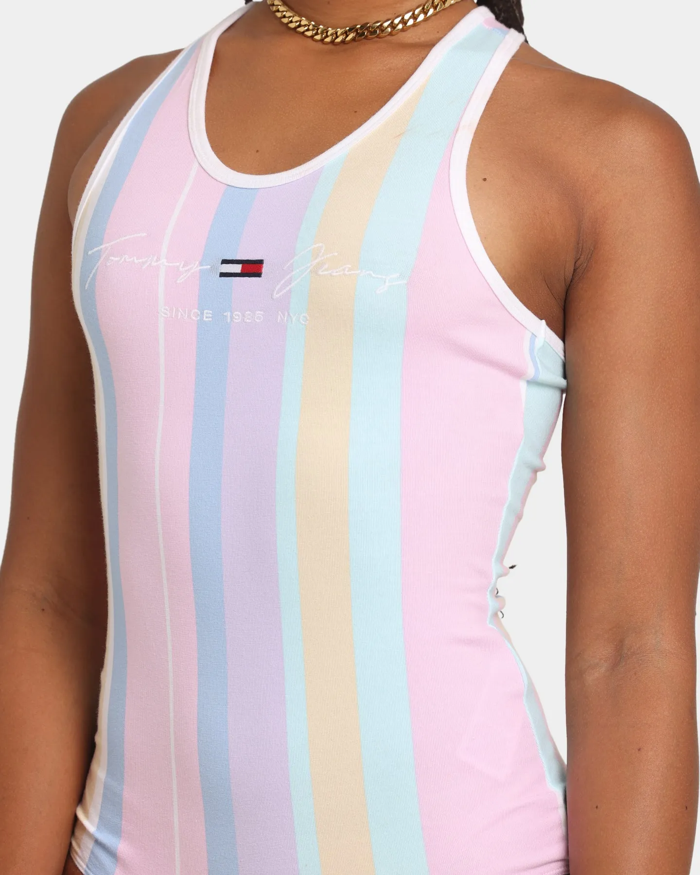 Tommy jeans Women's Stripe Bodysuit Romantic Pink / Stripe