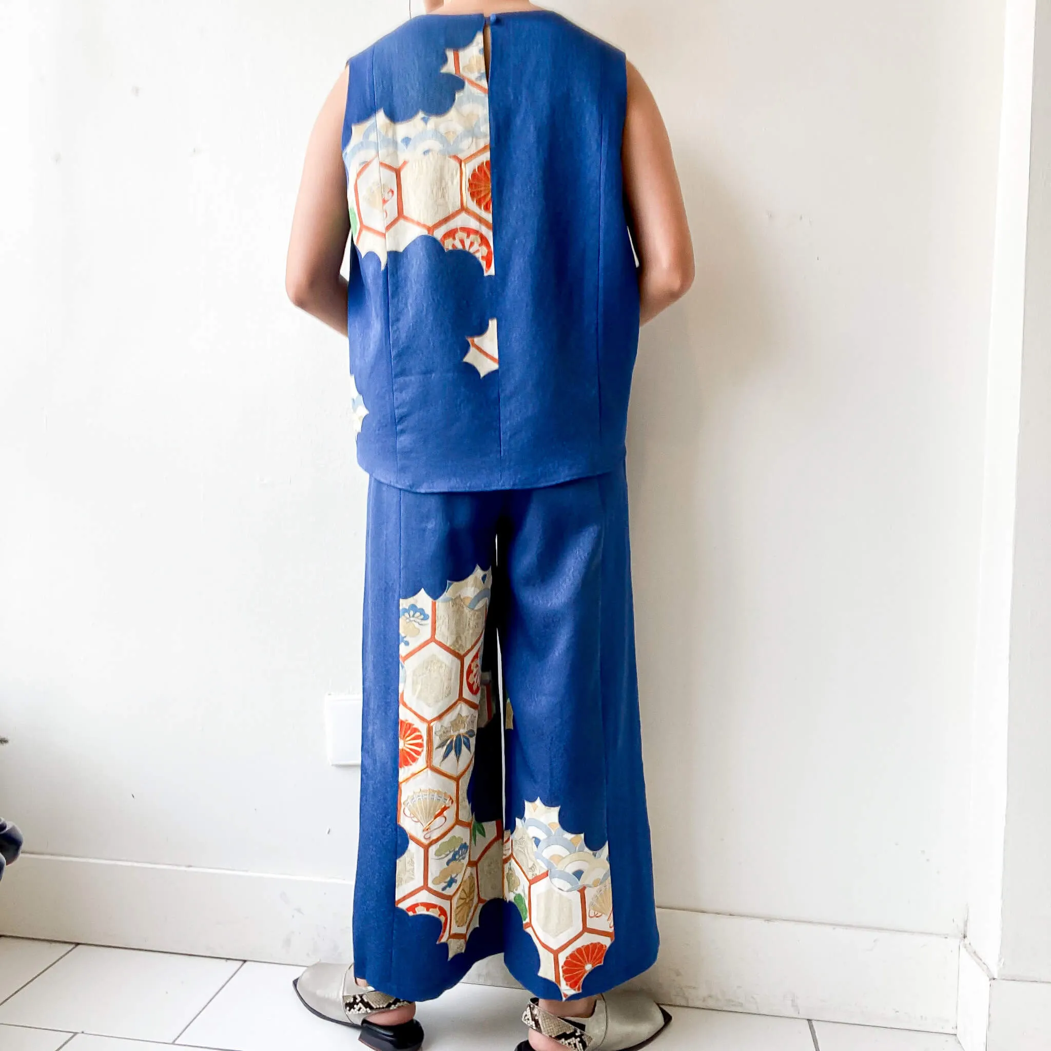 Tsumugi | Vintage Silk Kimono Two Piece | TP3 - Blue