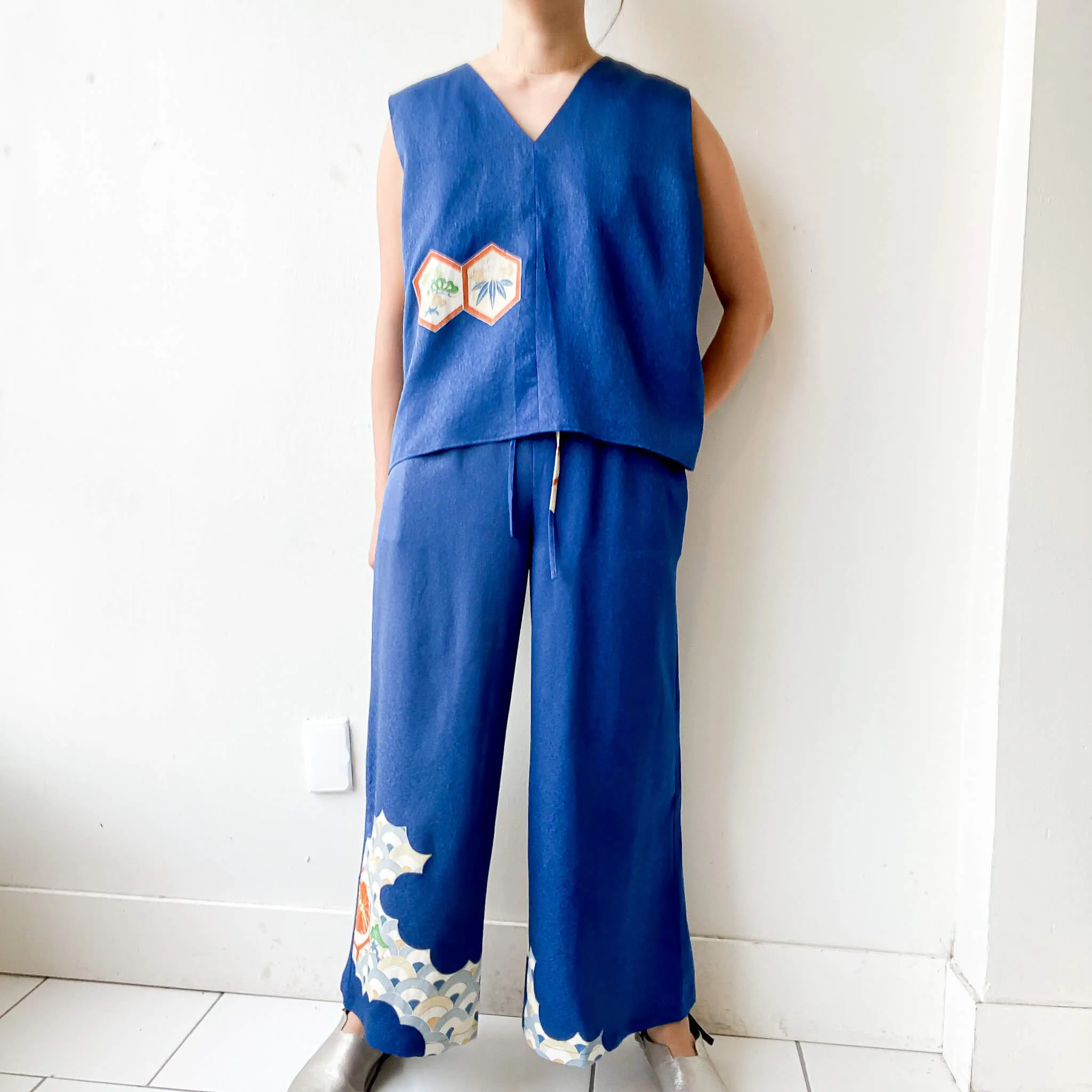 Tsumugi | Vintage Silk Kimono Two Piece | TP3 - Blue