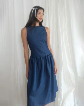 Uretta Maxi Dress in Denim Indigo