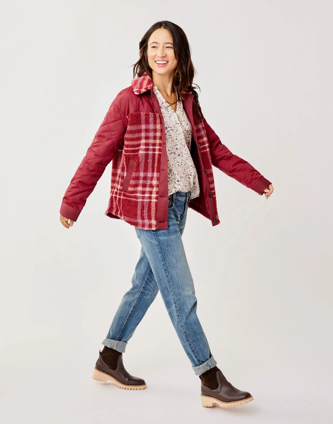 Vineyard Shacket: Brick Plaid