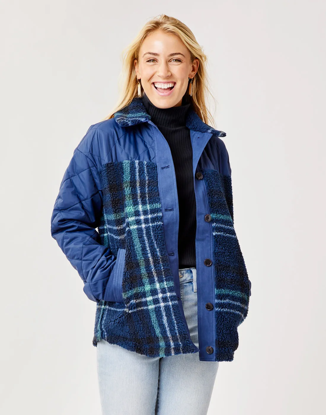 Vineyard Shacket: Dk. Blue Plaid - FINAL SALE