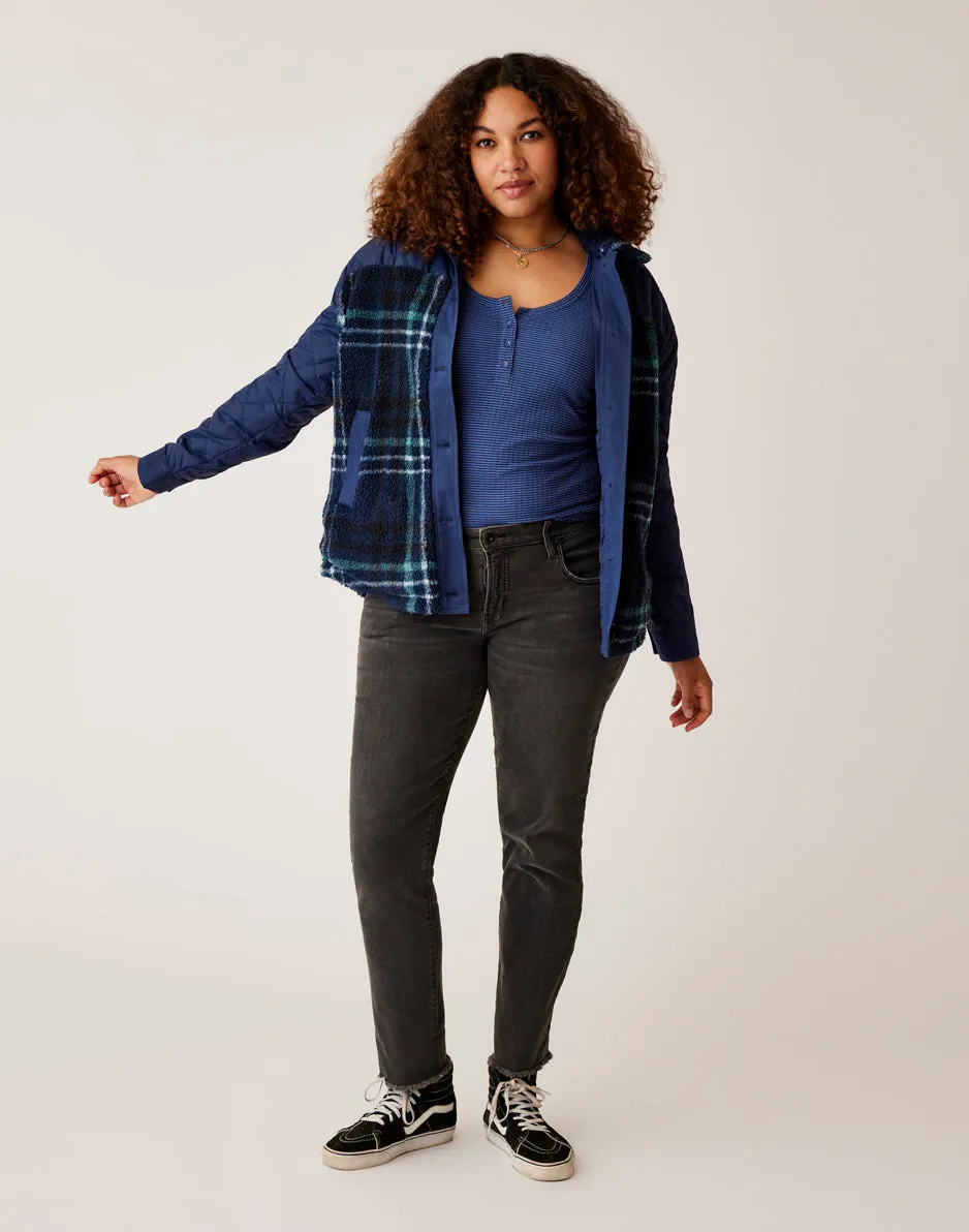 Vineyard Shacket: Dk. Blue Plaid - FINAL SALE