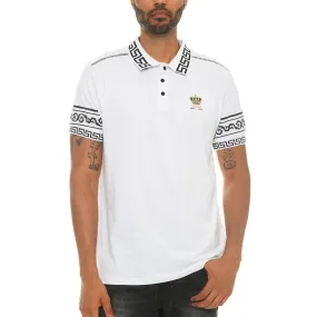 White Italian Print Polo