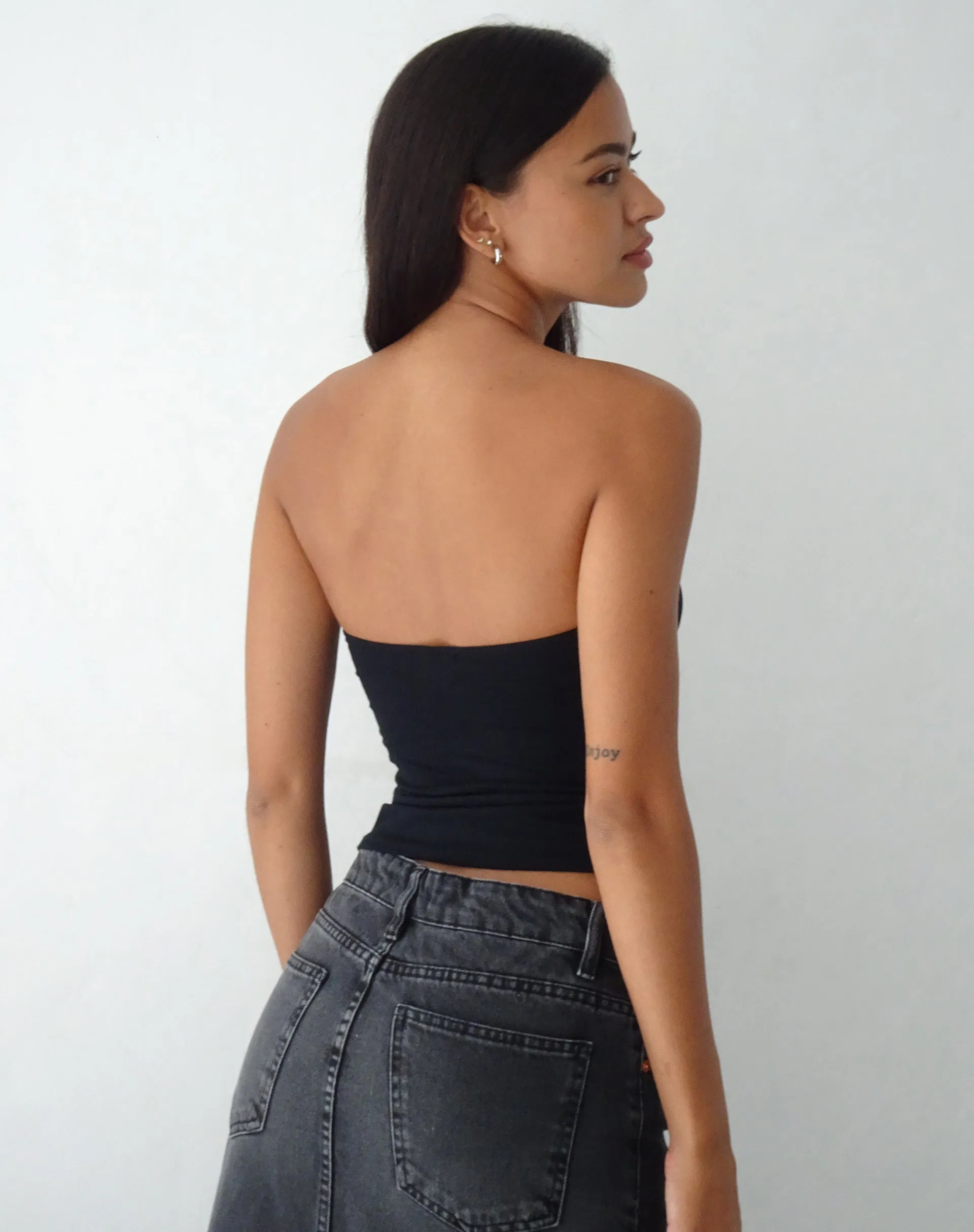 Widayu Bow Twist Bandeau Top in Black