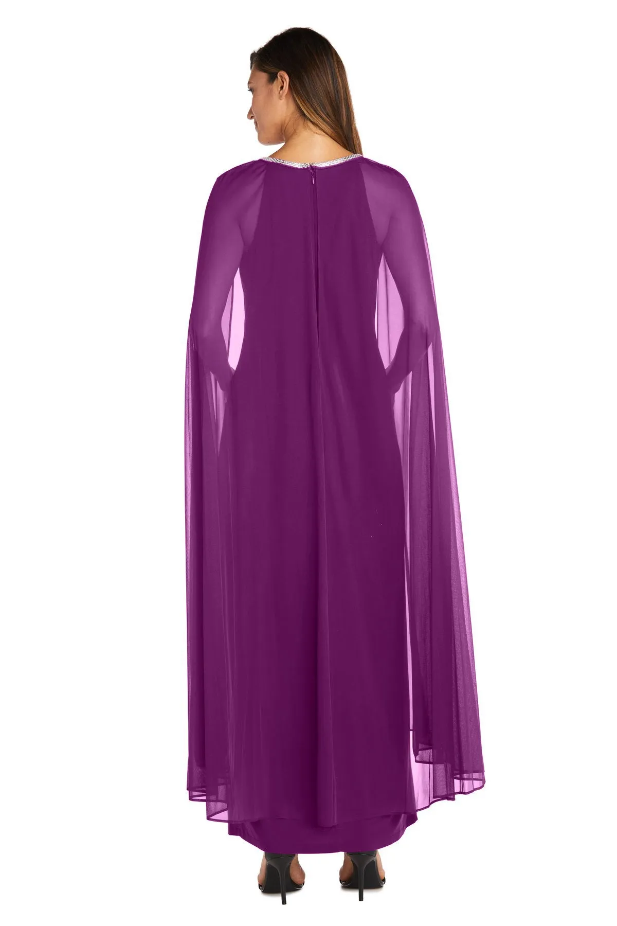 Women's Cape Sheath Evening Gown - Wedding Guest Outfit