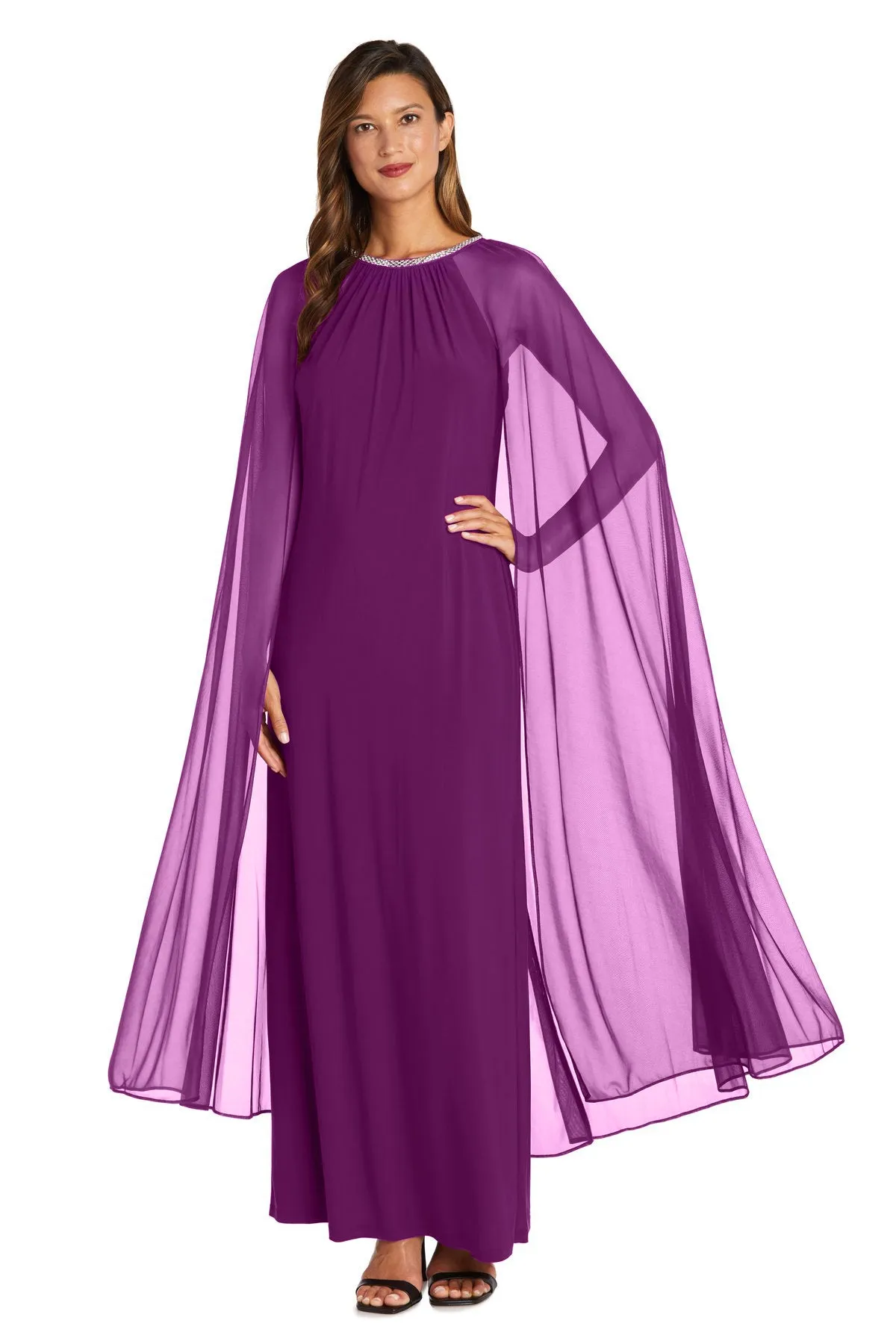 Women's Cape Sheath Evening Gown - Wedding Guest Outfit