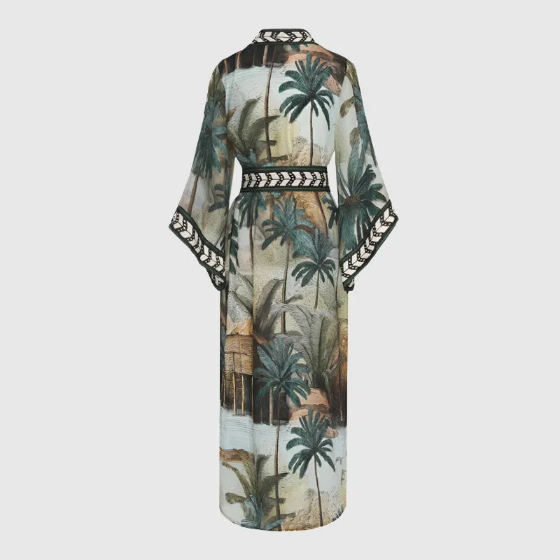 Women's Long Sleeve Loose Bikini Cover Up Beach Robe