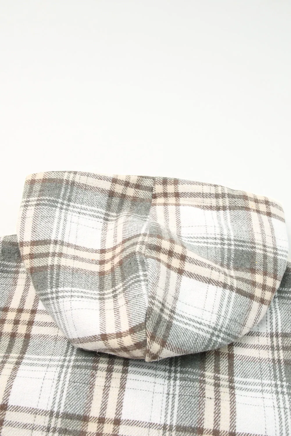 Women's Plaid Pattern Sherpa Lined Hooded Shacket